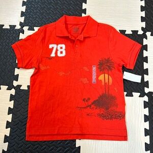 Old Navy Orange polo palm tree top boys medium size 8 NWT